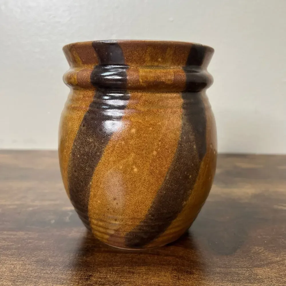 McCoy Pottery Co Onyx Vase Marbled Stoneware Utensil Holder Jar Mid Century 60s